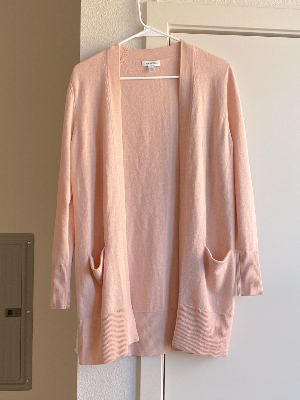 Nordstrom Merino Wool-blend Blush Open-Front Cardigan Size S quiet luxury work